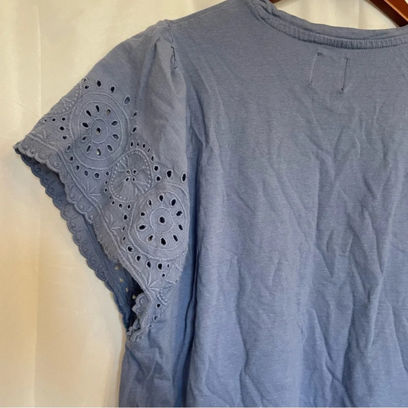 GAP Women’s Blue Periwinkle Shirt Laced Ruffly Sleeves Size Medium - Picture 9 of 10